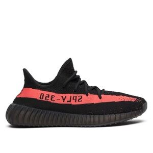 Yeezy Black and Red Athletic Shoes